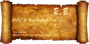 Rák Barnabás névjegykártya
